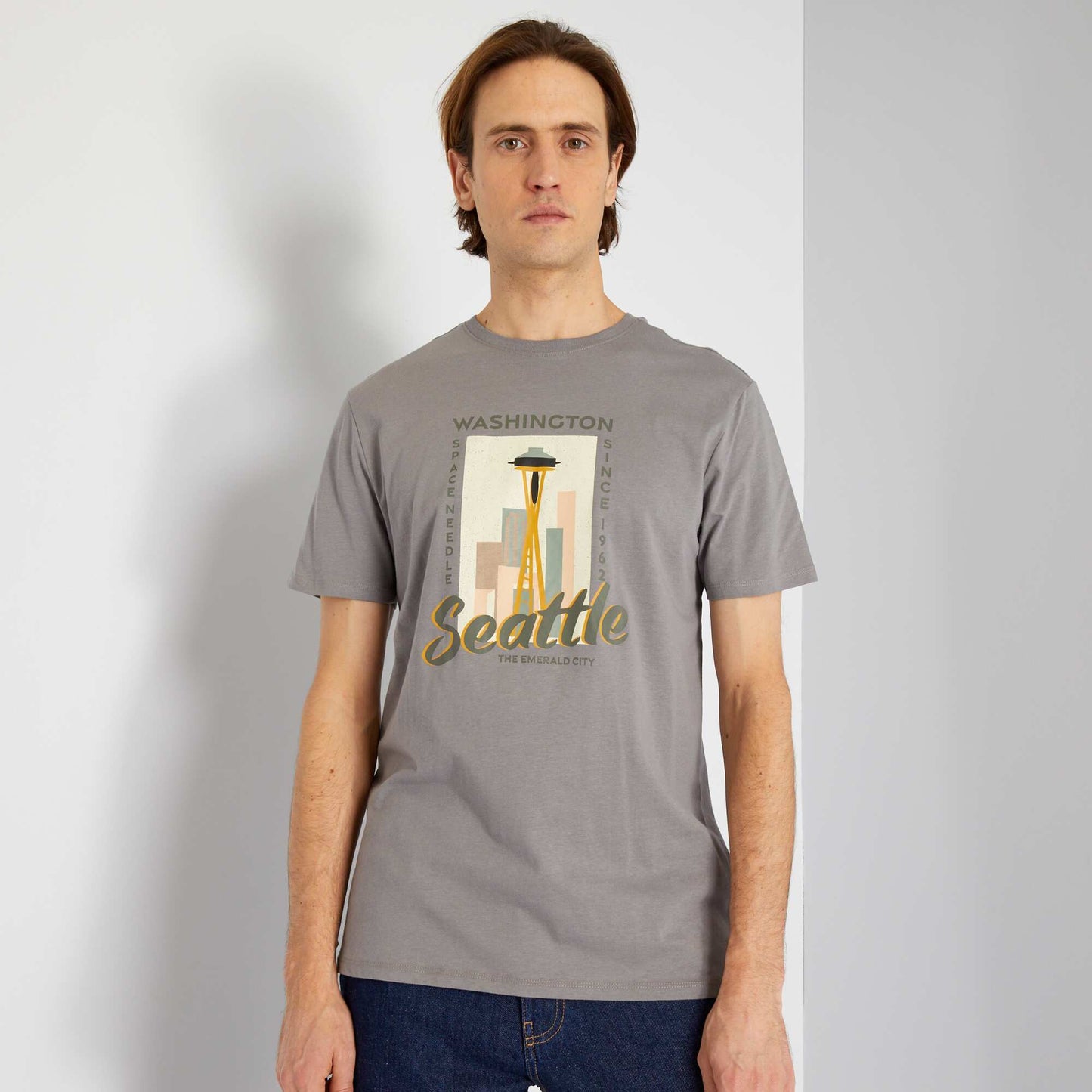 T-shirt en jersey avec imprim Gris 'seattle'