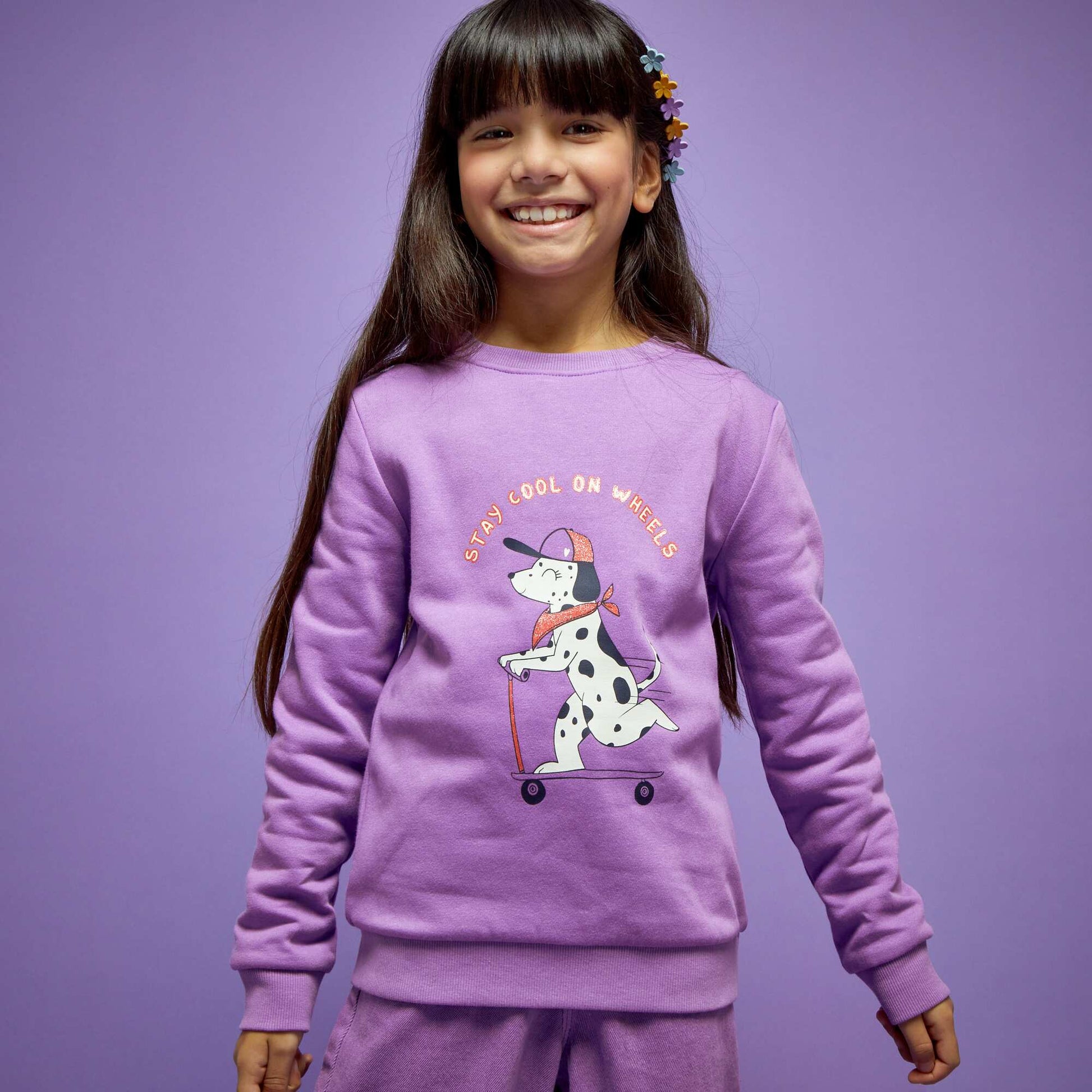 Sweat en molleton avec imprim fantaisie Violet