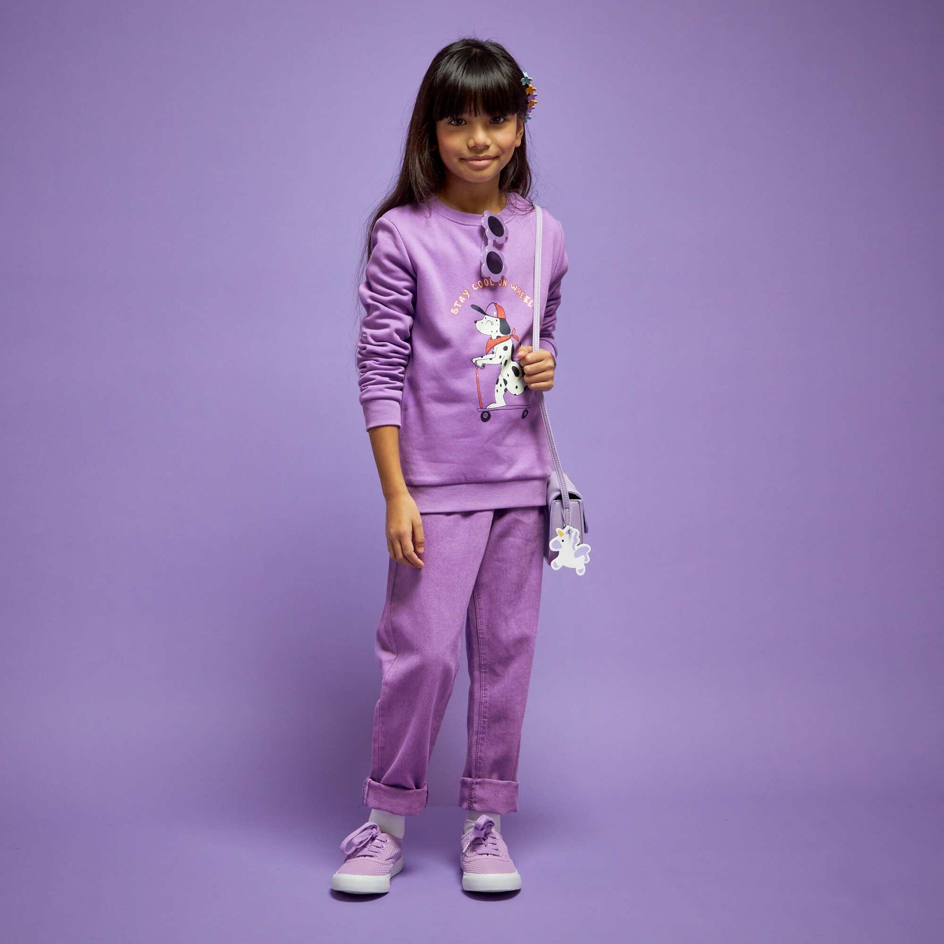 Sweat en molleton avec imprim fantaisie Violet