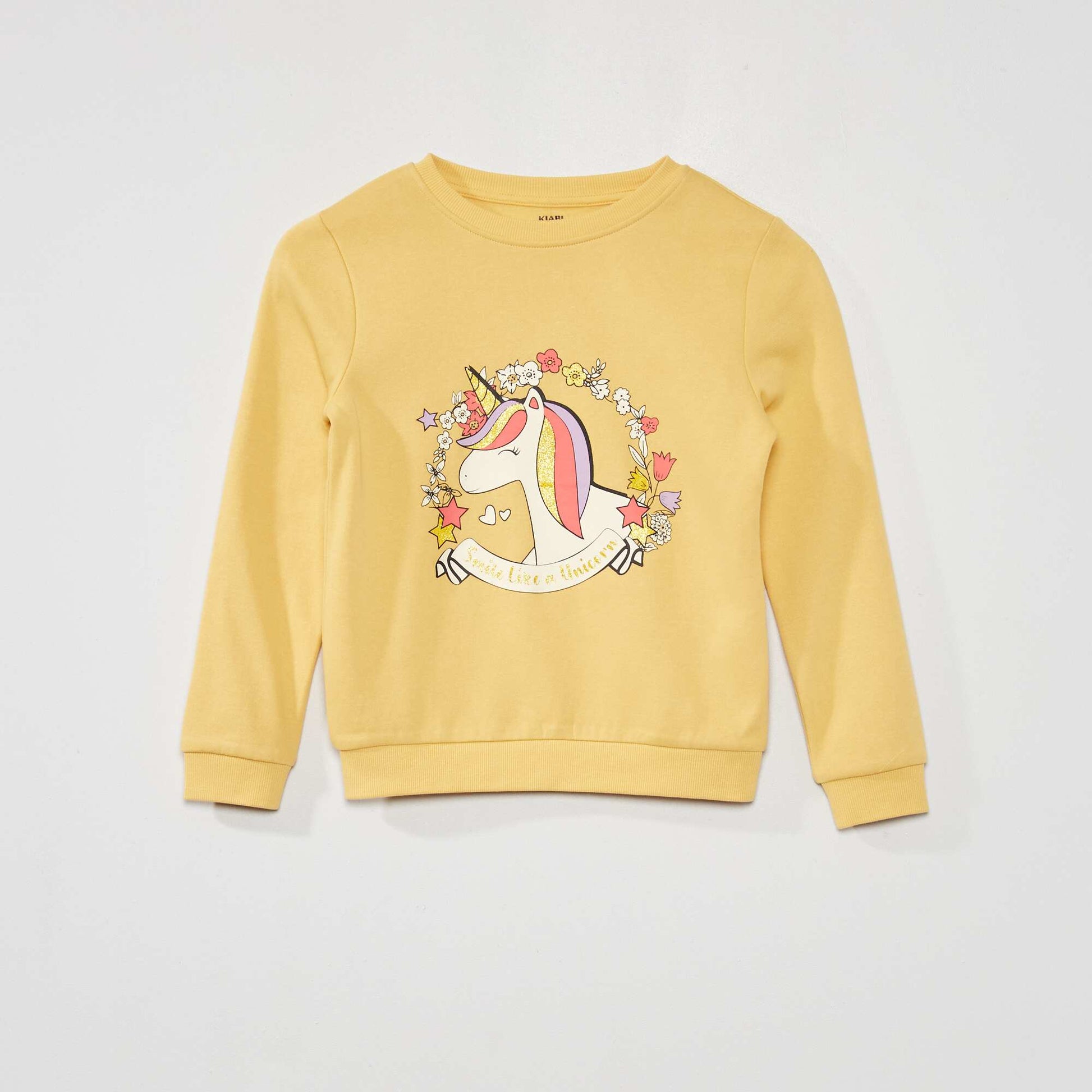 Sweat en molleton avec imprim fantaisie Jaune