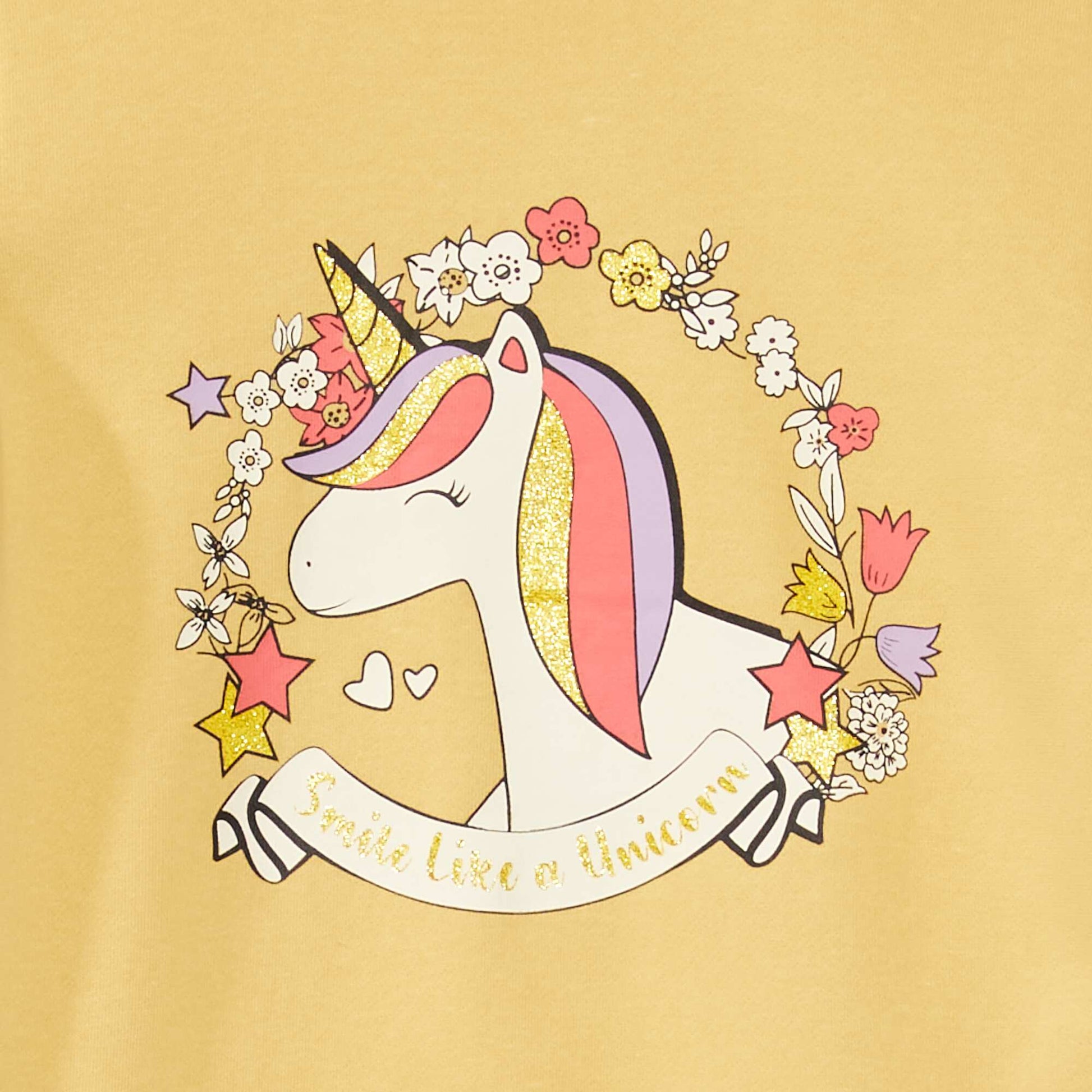 Sweat en molleton avec imprim fantaisie Jaune