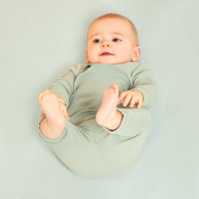Ensemble en maille c tel e - sweat + pantalon vert gris