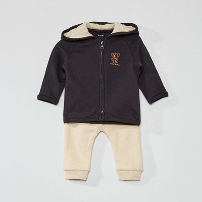 Ensemble en molleton - sweat + pantalon - 2 pi ces Bleu/beige