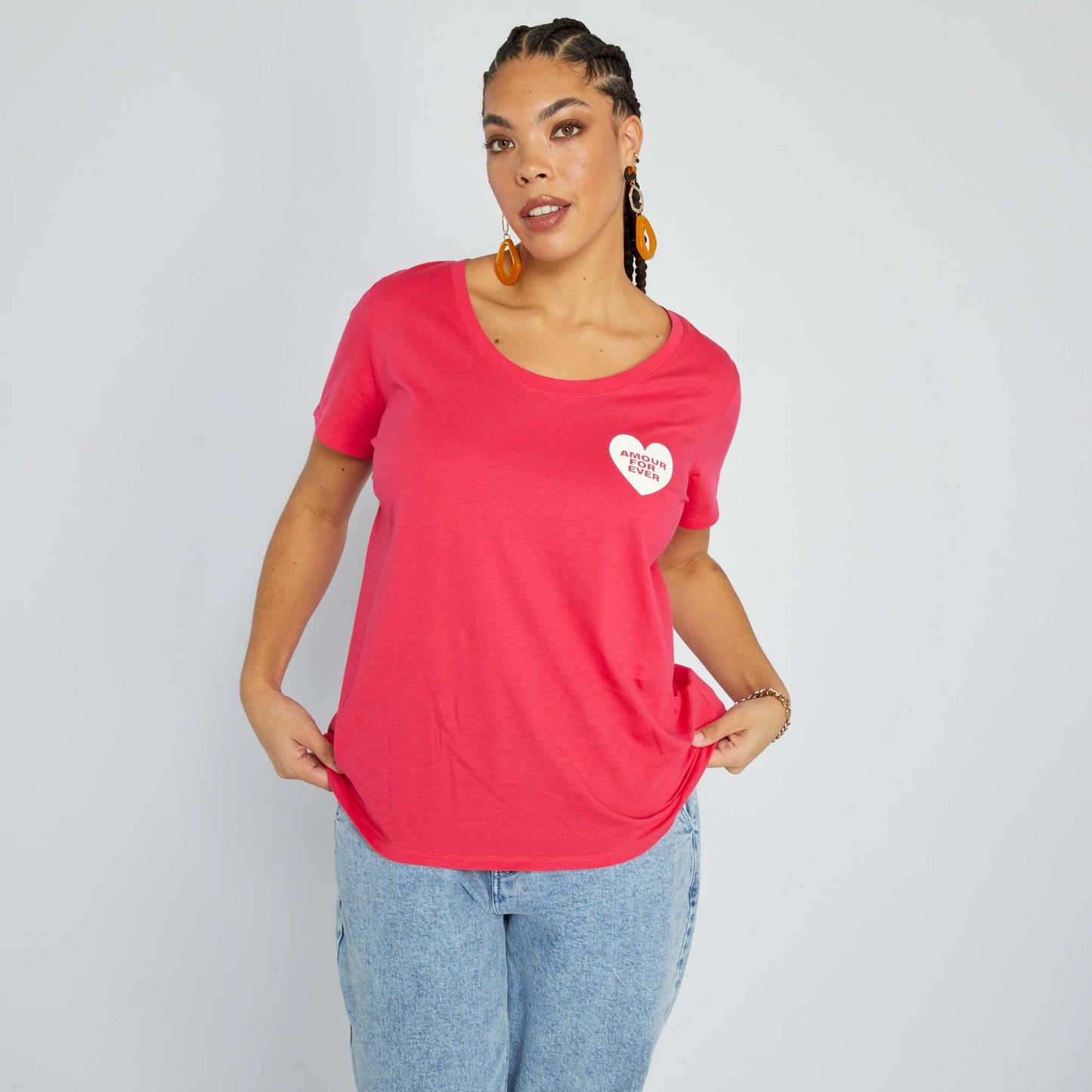 T-shirt en jersey avec imprim fantaisie Rose