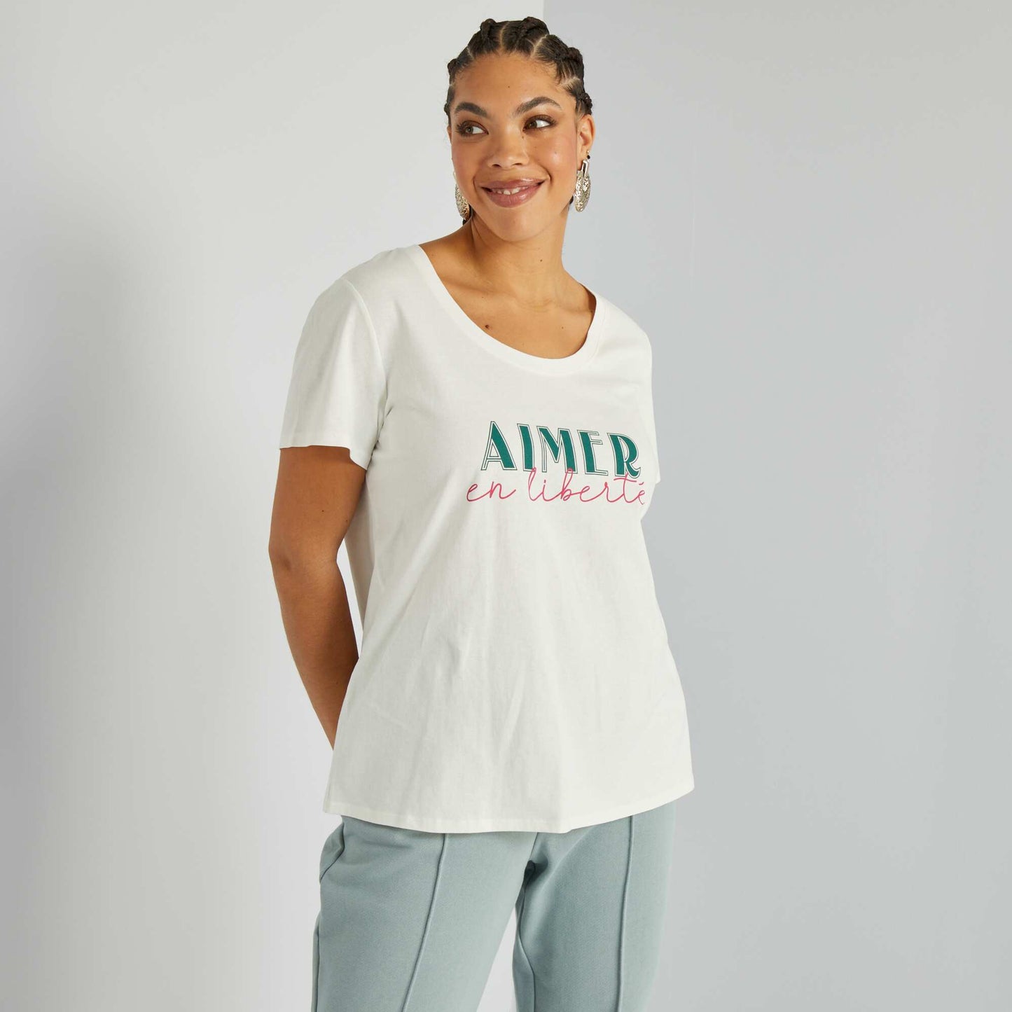 T-shirt en jersey avec imprim fantaisie Blanc/vert