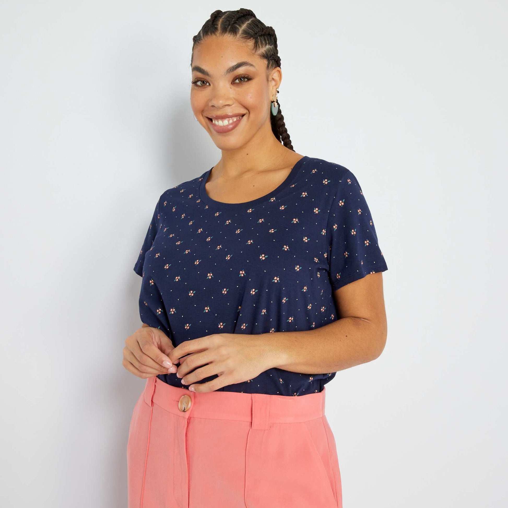 T-shirt en jersey avec imprim fantaisie Bleu