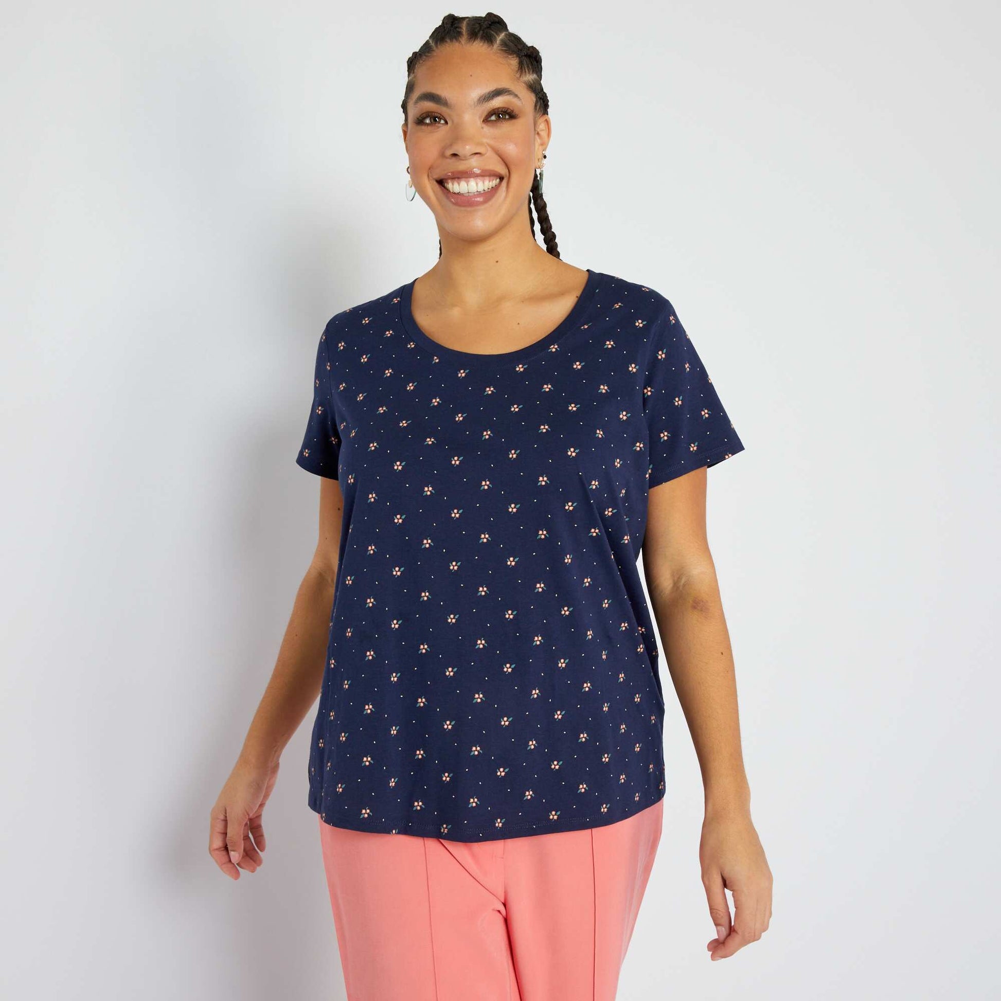 T-shirt en jersey avec imprim fantaisie Bleu
