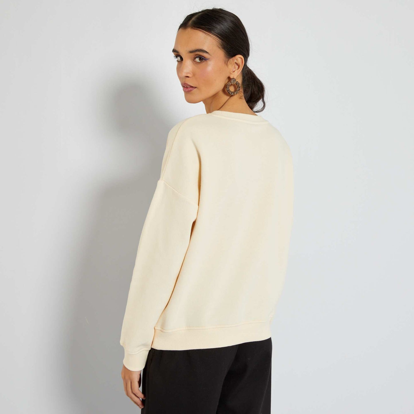 Sweat molletonn imprim 'message' Beige