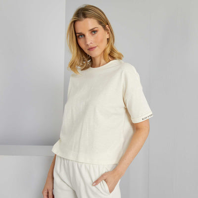 Tee-shirt manches boxy Beige