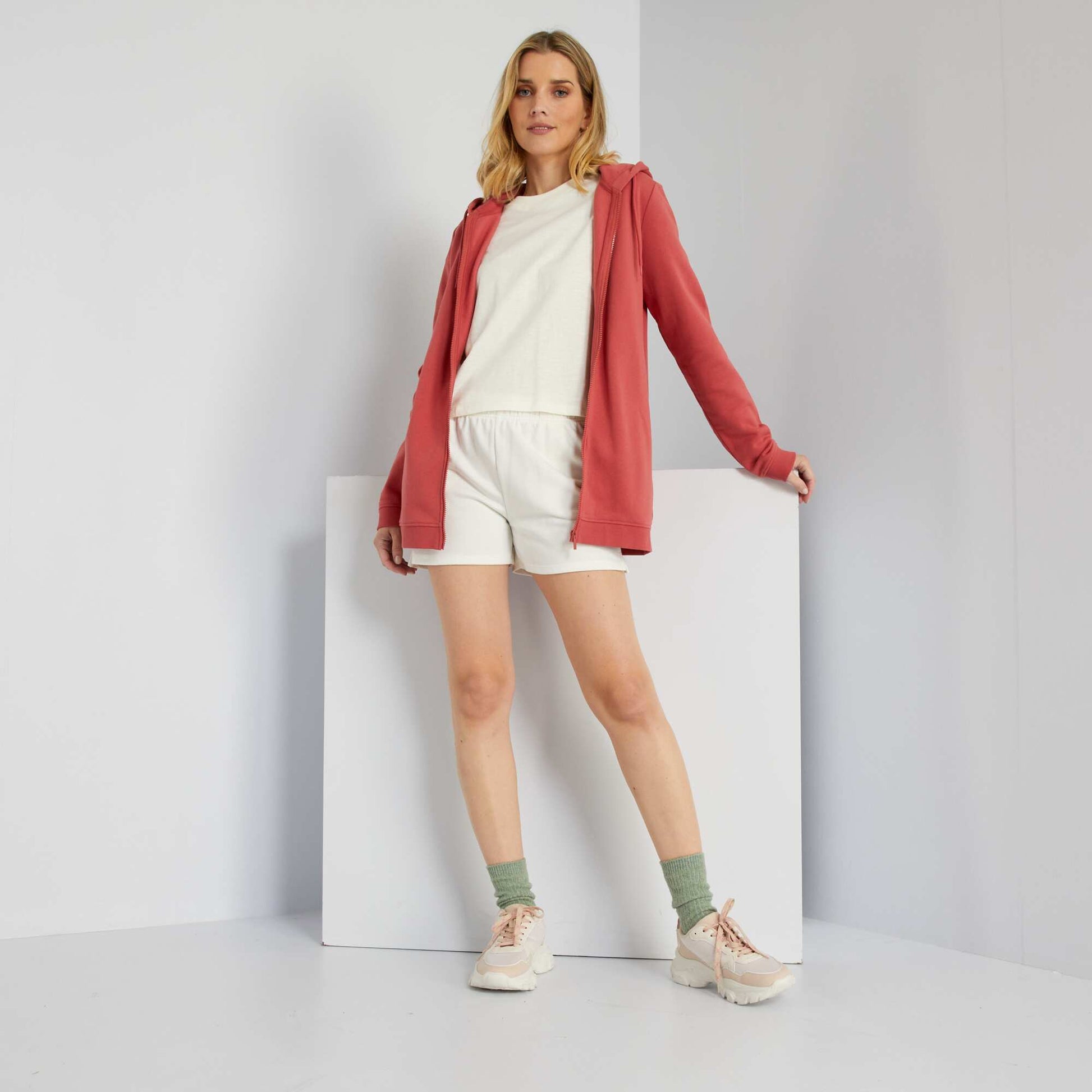 Tee-shirt manches boxy Beige