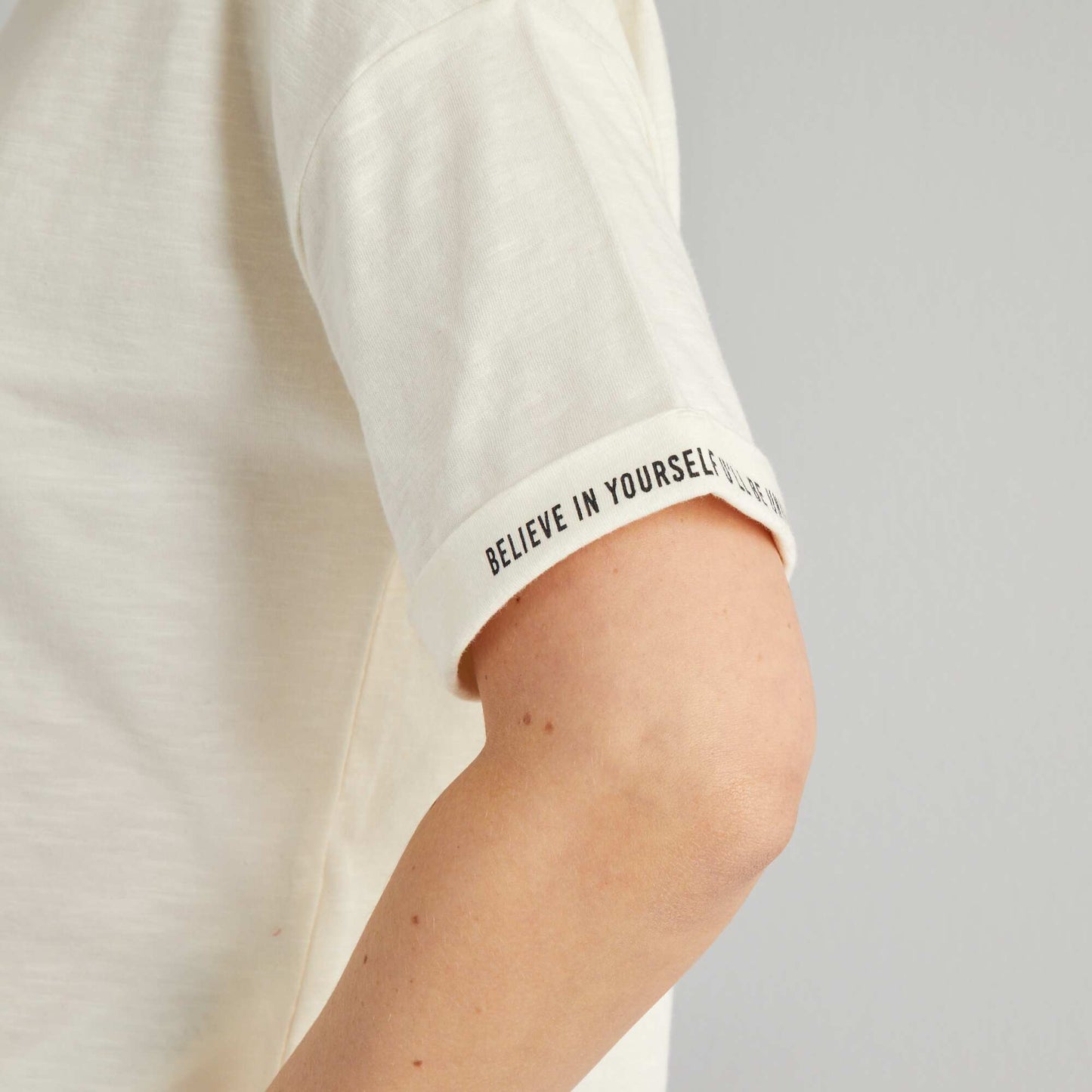 Tee-shirt manches boxy Beige