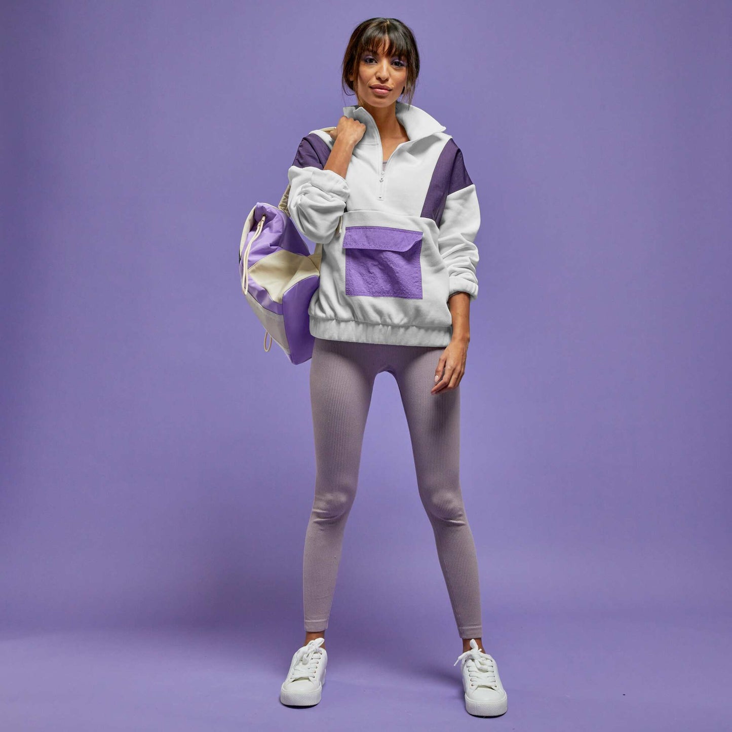 Sweat bi-mati re Blanc/violet