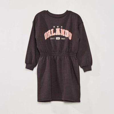Robe en molleton avec taille lastiqu e Noir