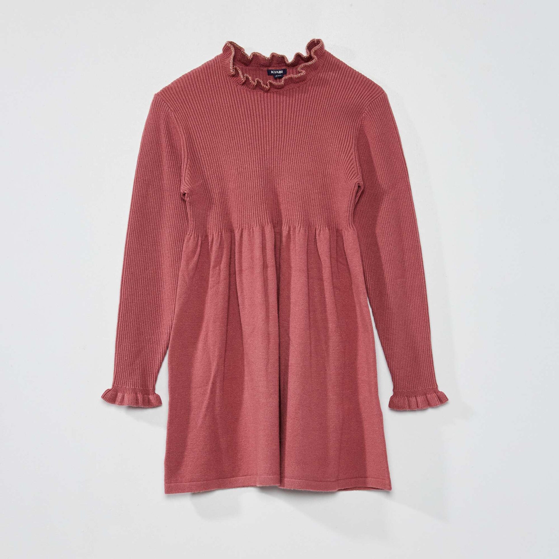 Robe en maille c tel e Rose fonc