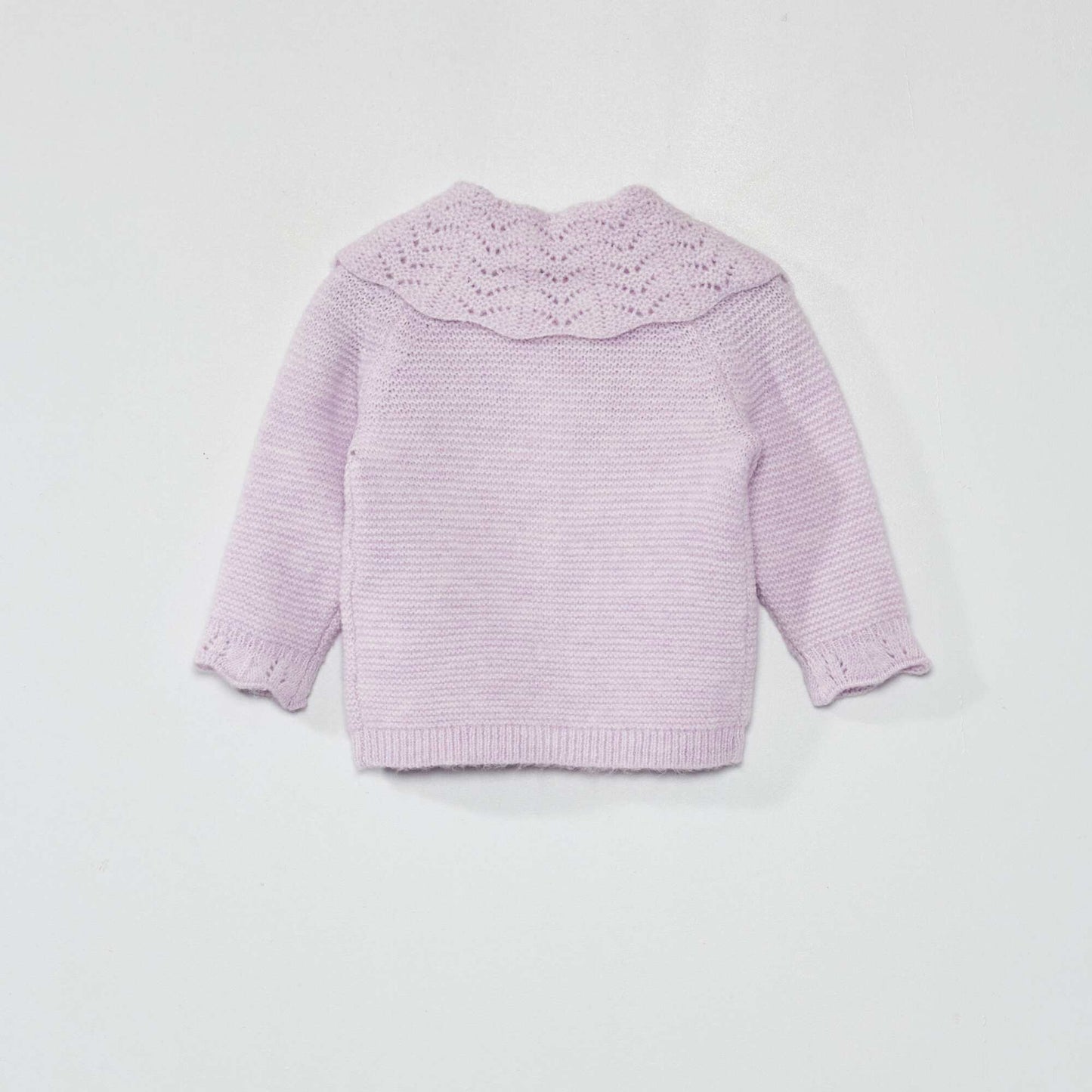 Gilet tricot avec large encolure lilas