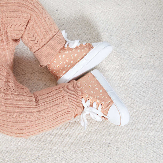 Baskets en toile imprimées fantaisie Orange rosé