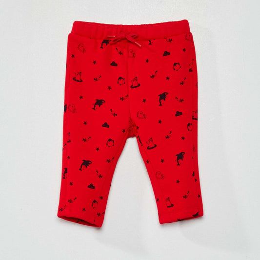 Pantalon en maille imprim 'animaux' Rouge