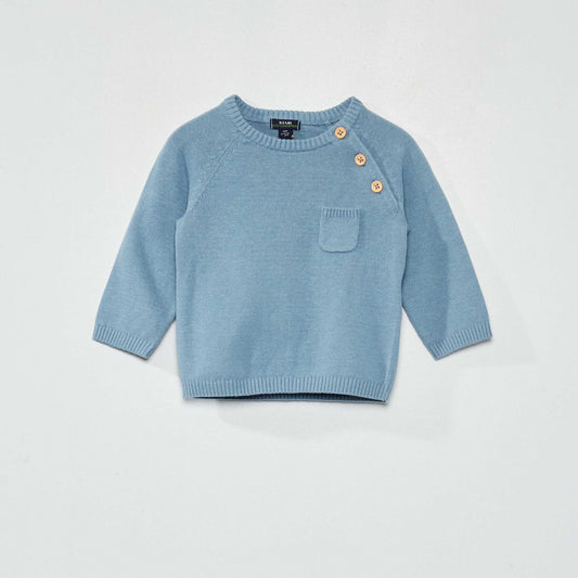 Pull en maille jersey bleu denim