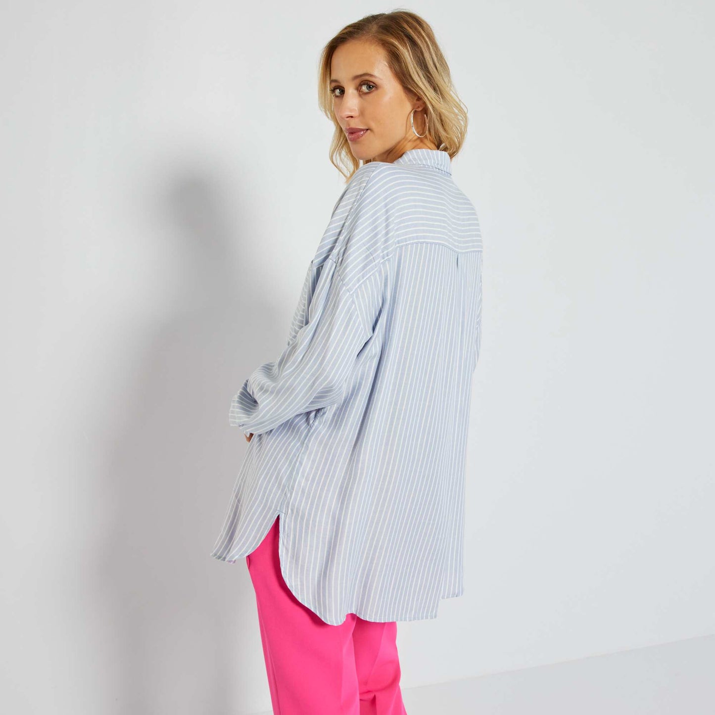 Chemise rayures Bleu rayures blanches