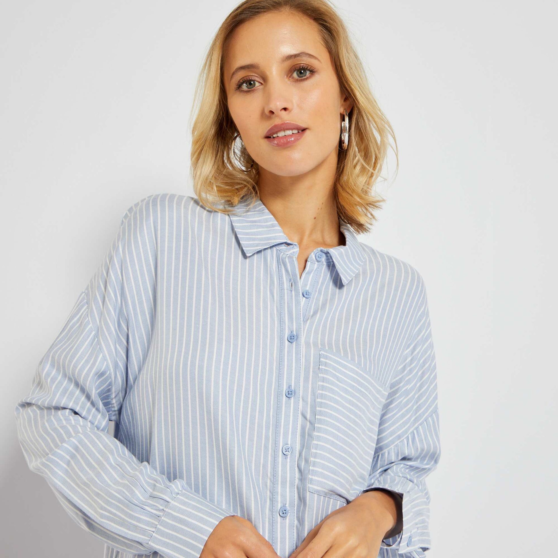Chemise rayures Bleu rayures blanches