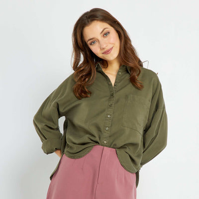 Chemise unie fluide et l g re Kaki