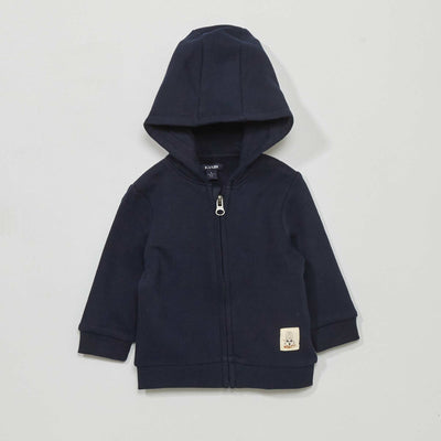 Sweat zipp en molleton bleu marine