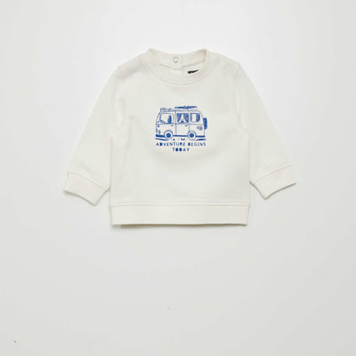 Sweat en molleton fin Blanc