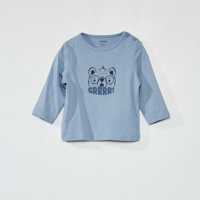 T-shirt manches longues imprim BLEU