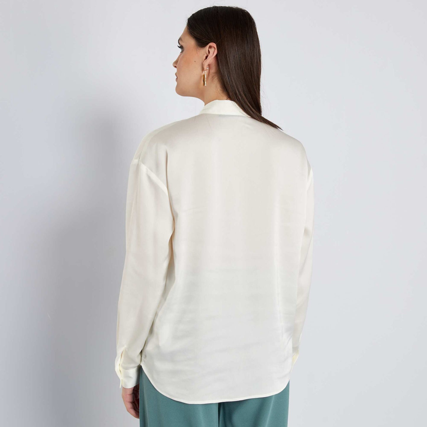 Chemise longue satin e Blanc