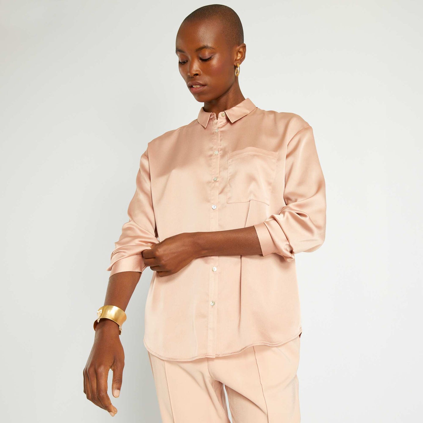 Chemise longue satin e Rose