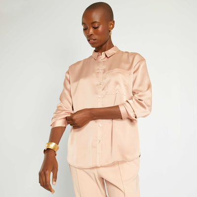 Chemise longue satin e Rose