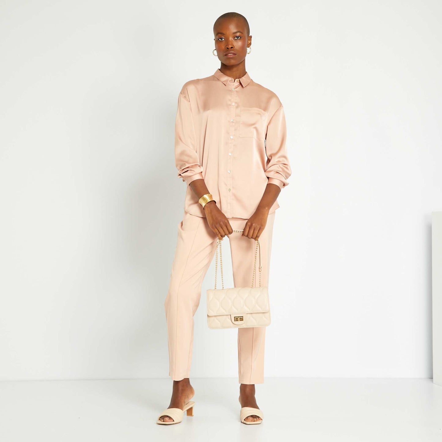 Chemise longue satin e Rose