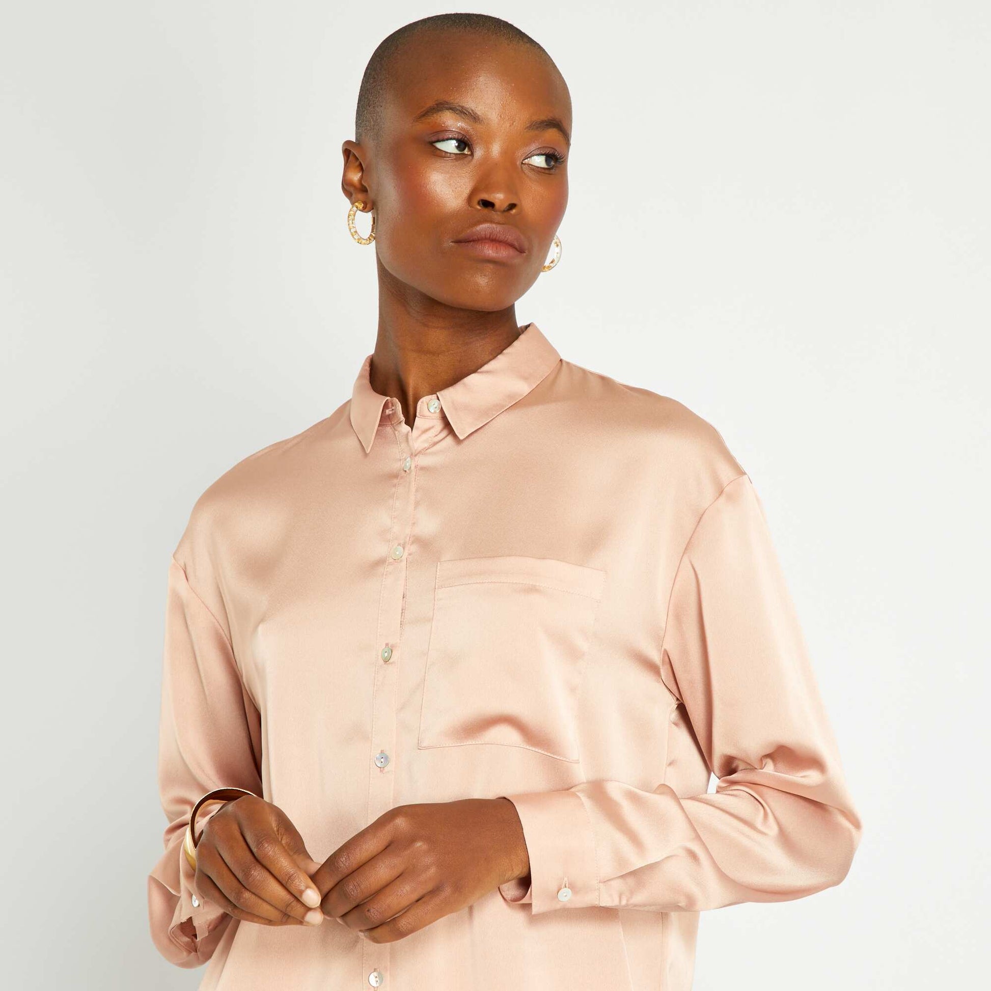 Chemise longue satin e Rose