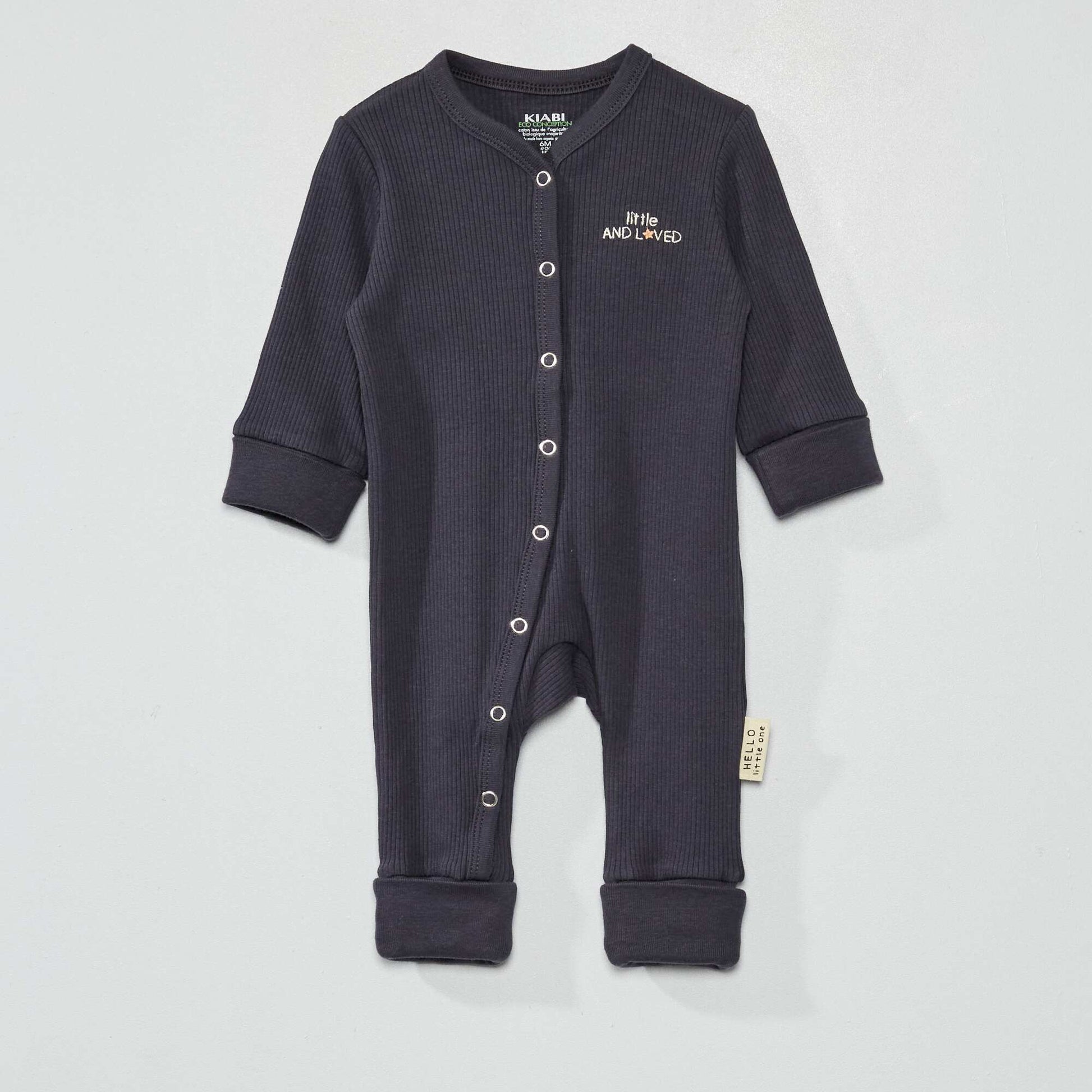 Pyjama dors-bien avec revers chevilles et poignets Gris fonc