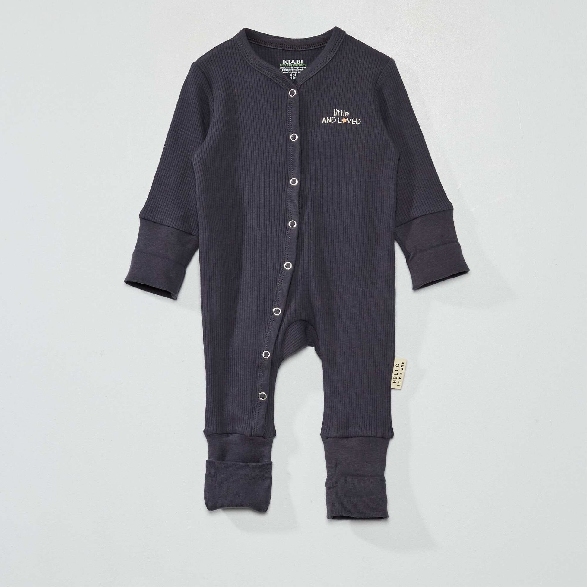 Pyjama dors-bien avec revers chevilles et poignets Gris fonc
