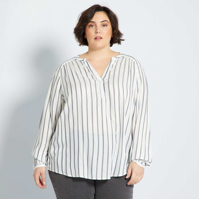 Blouse fluide col V Blanc