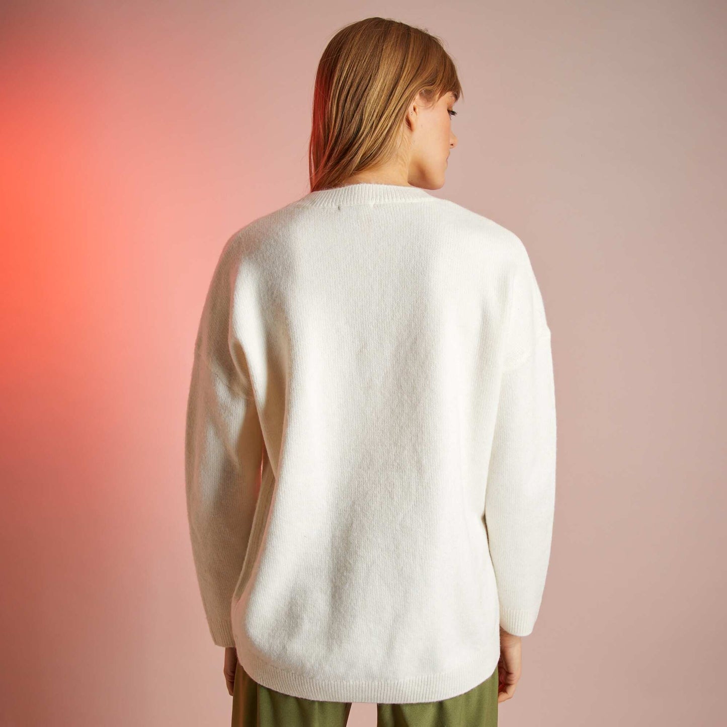 Pull en maille tricot Blanc