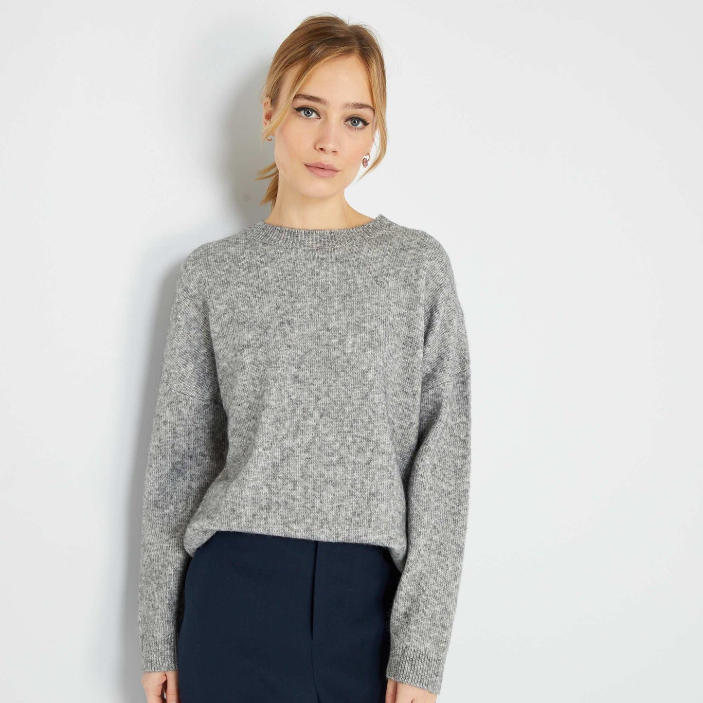 Pull en maille tricot Gris