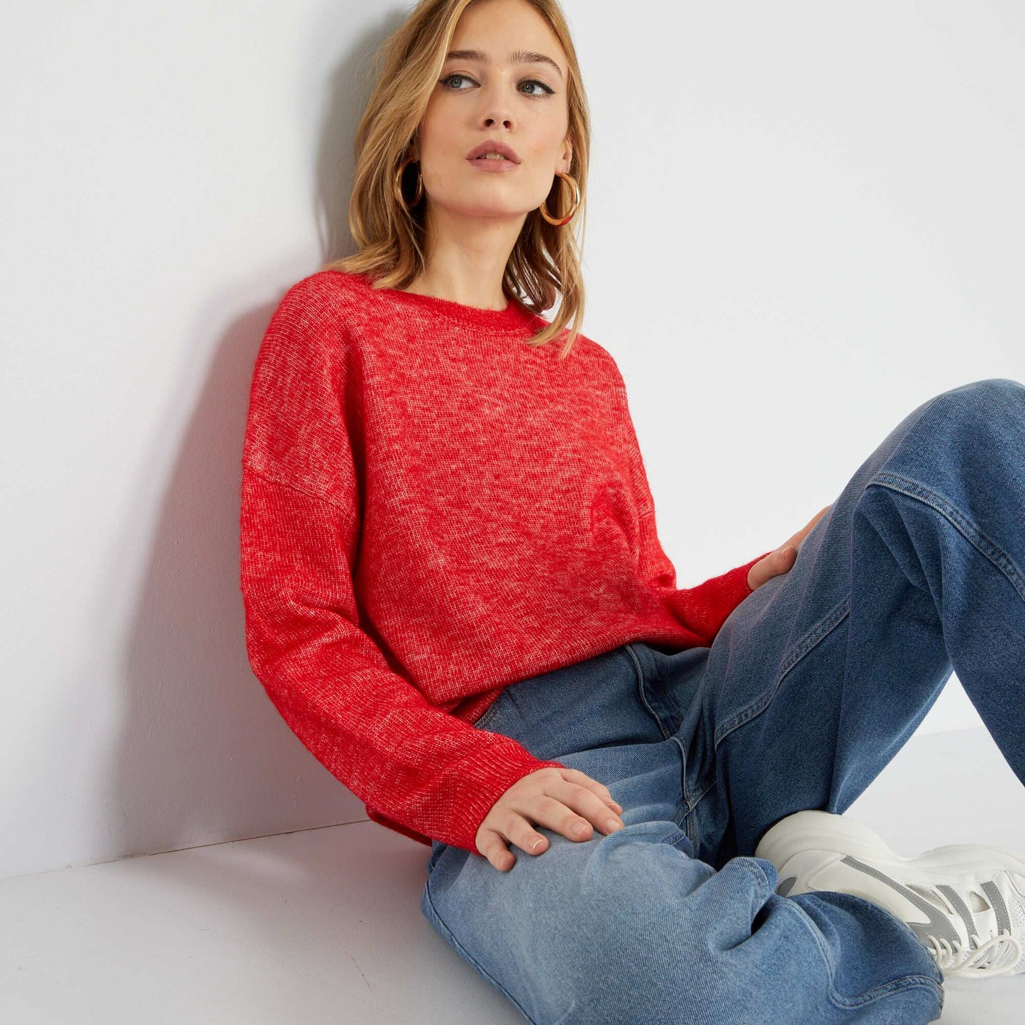 Pull en maille tricot Rouge
