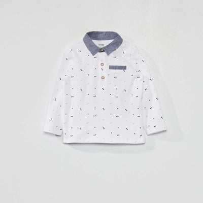 Polo en piqu de coton Blanc