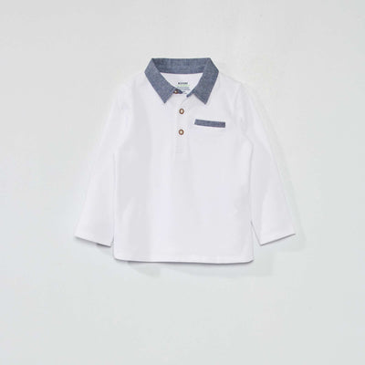 Polo en piqu de coton blanc