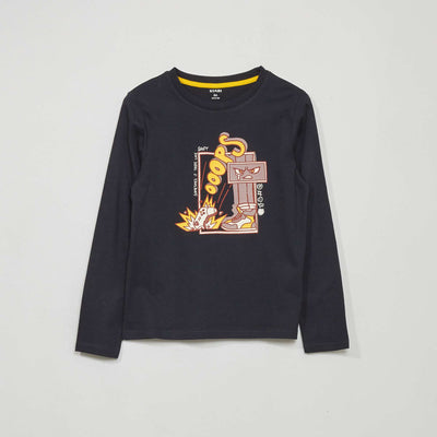 T-shirt manches longues imprim Bleu