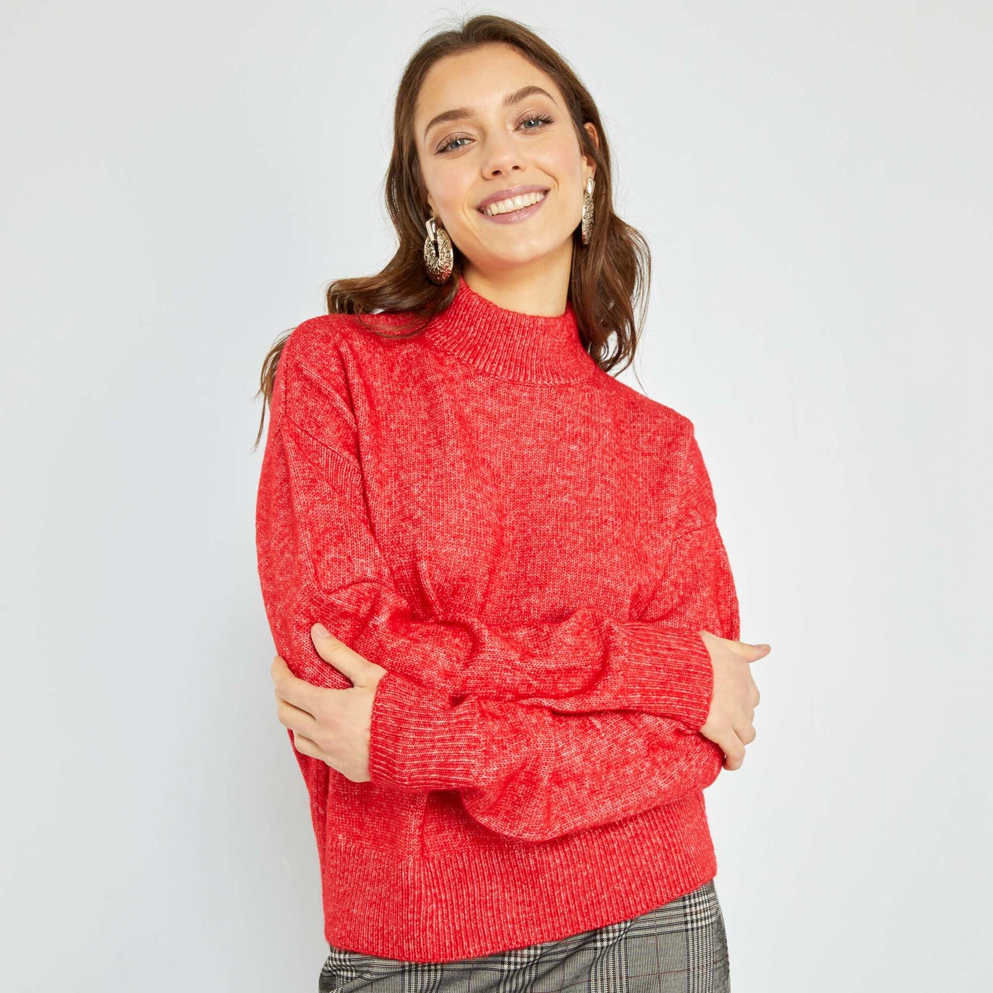 Pull maille tricot rouge