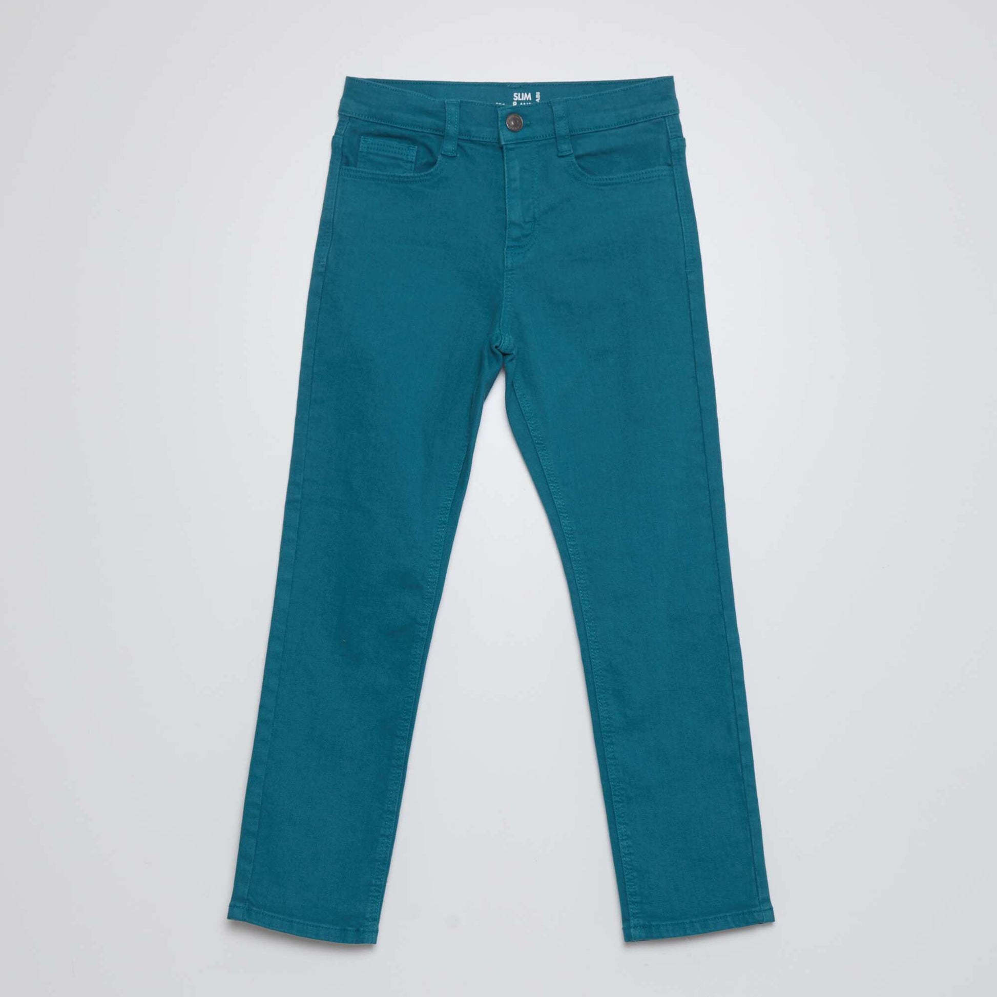Jean slim 5 poches bleu canard