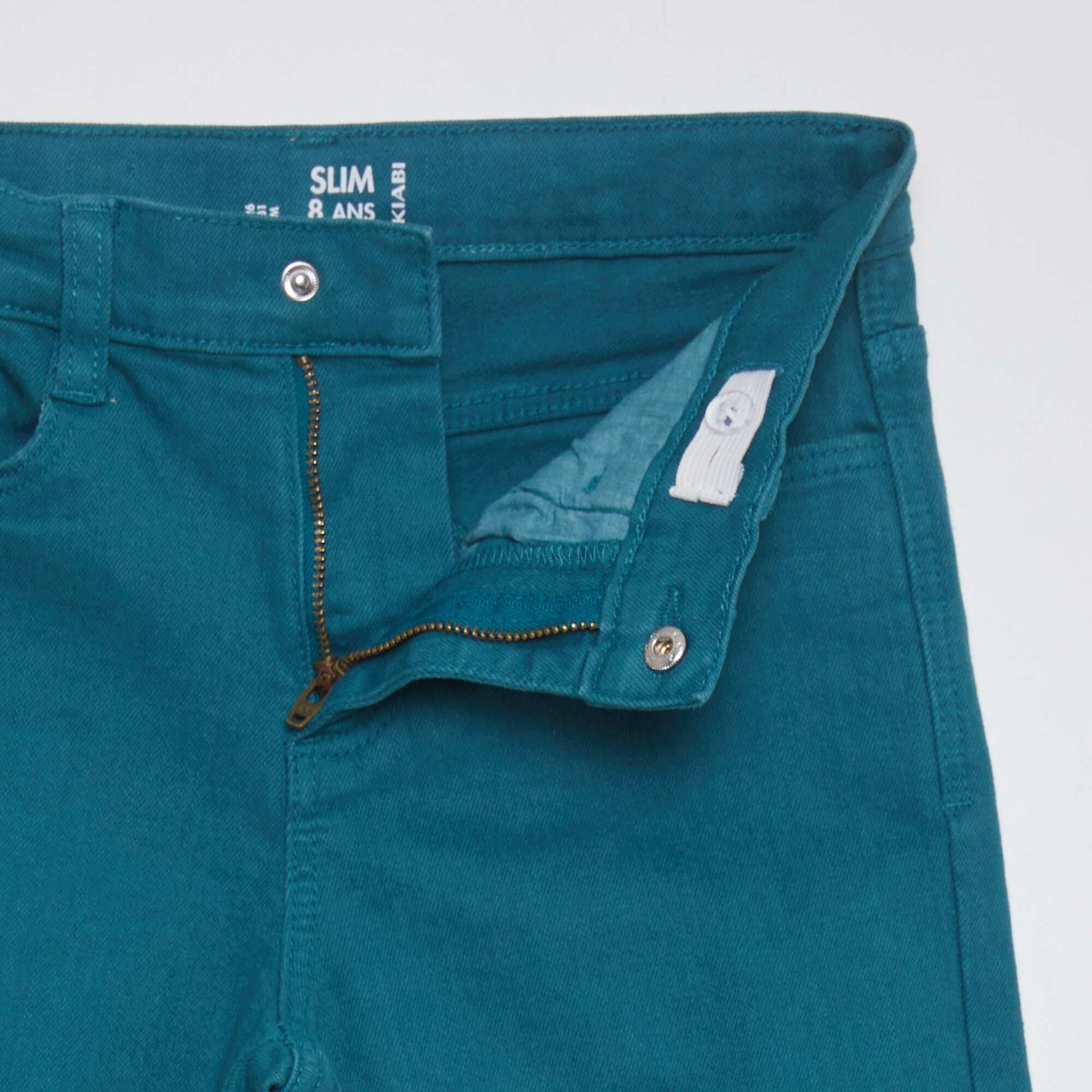 Jean slim 5 poches bleu canard