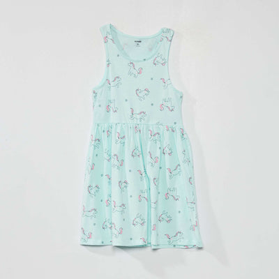 Robe sans manches motifs Bleu turquoise 'licorne'