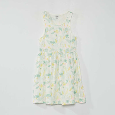 Robe sans manches motifs Beige