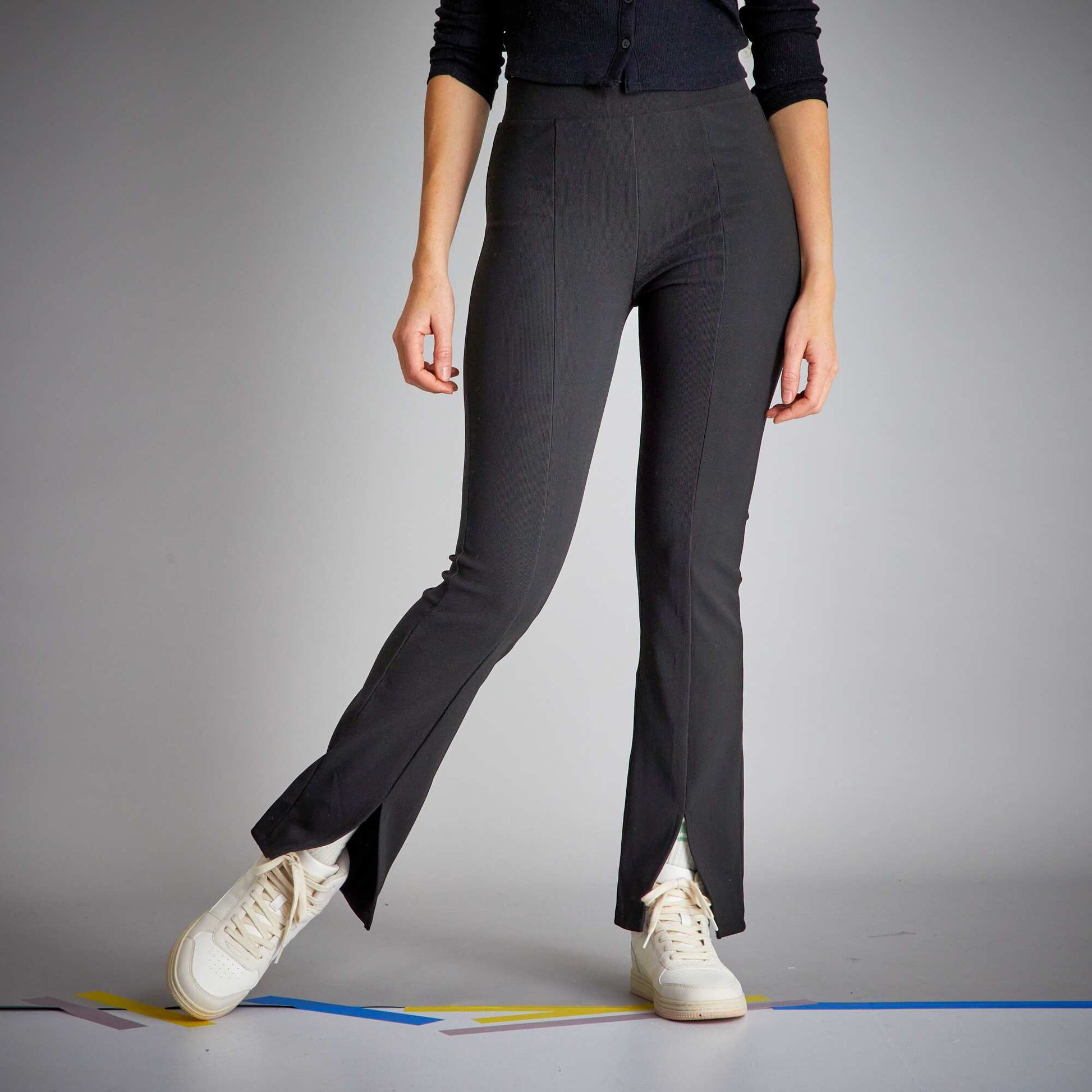 Pantalon legging en maille stretch noir