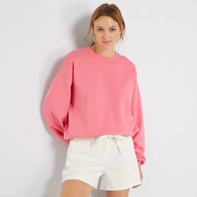 Sweat oversize en molleton uni Rose