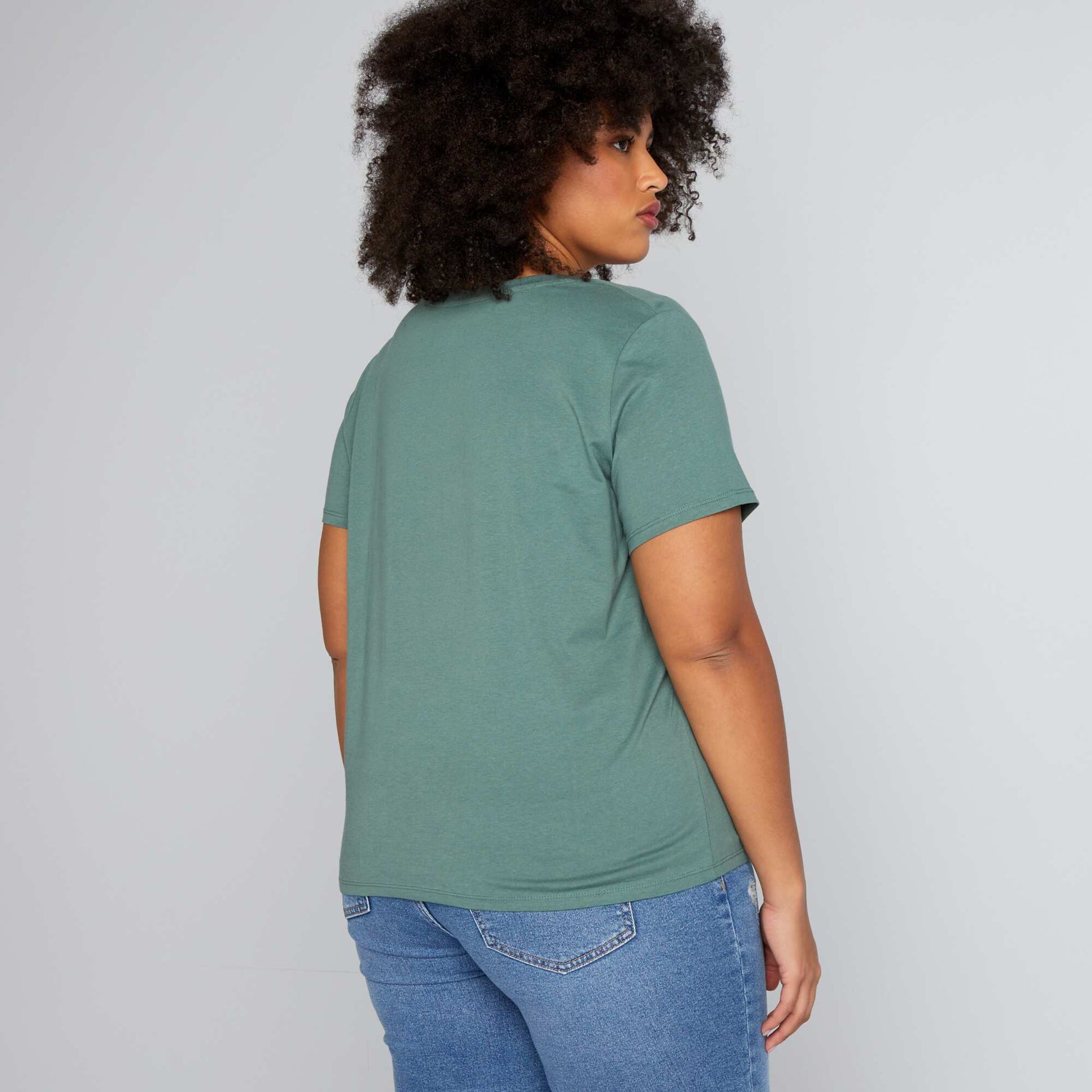 T-shirt en jersey col V Vert